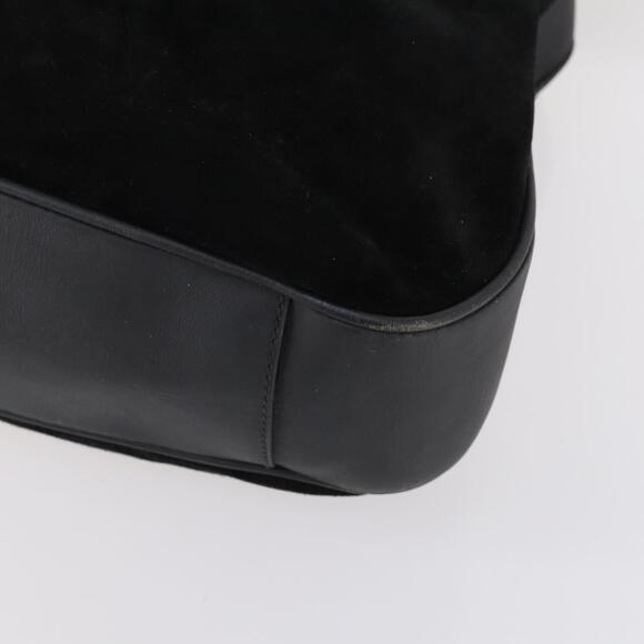 GUCCI Bamboo Shoulder Bag Suede 2way Black Gold 001 1577 Auth 144229 - Picture 16 of 16